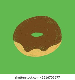 Handgezeichnete Buntstil Donut Illustration, skurrile Schokolade Donut Illustration