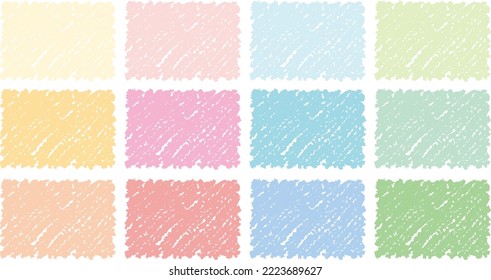 Hand drawn crayon touch Cute square frame in pastel colors