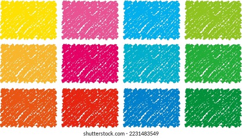 Hand drawn crayon touch Cute square frame in vivid color
