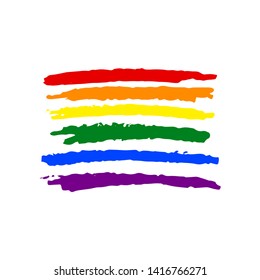Hand drawn with crayons vector illustration of LGBT+ flag, print or design element for gay pride or other LGBT+ social movements