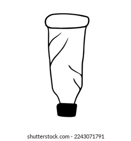 Hand drawn cream tube in doodle style
