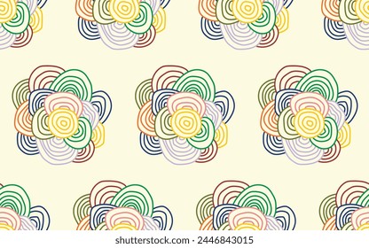 Hand drawn creative abstract colorful line doodle seamless pattern trendy vector design paper print wallpaper floral ornamental decorative texture background