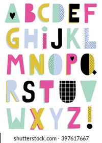 Hand Drawn Creative Alphabet .Font. Letters. Vector