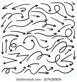 Hand drawn creative arrow set 