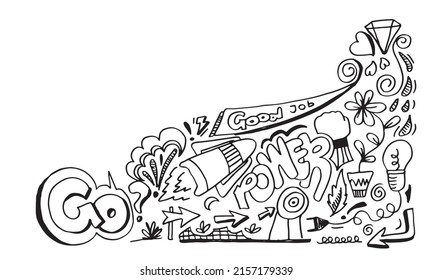 Hand drawn creative art doodle design concept  business concept illustration   it can also be for wall graffiti art 
