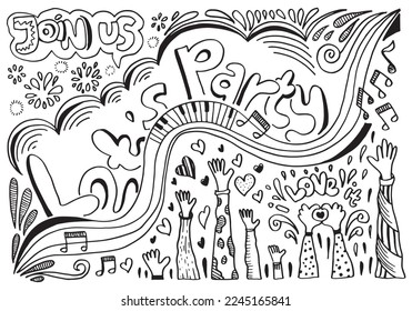 Hand drawn creative art doodle design concept.