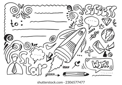Diseño de doodles de arte creativo dibujado a mano, ilustración de concepto de negocio y también puede ser para tarjetas de felicitación.