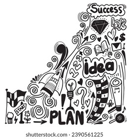 Concepto de diseño de doodles de arte creativo dibujado a mano, ilustración de concepto de negocio y también puede ser para arte de graffiti en pared.