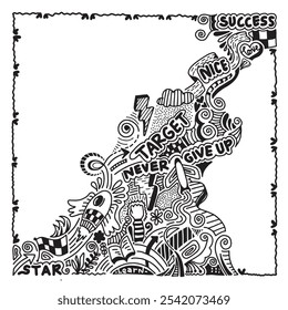 Hand drawn creative art doodle frame design concept, business concept illustration and it can also be for wall graffiti art.