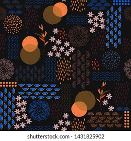 Hand drawn creative artistic modern  line skecth and silhouette flower shape design 
