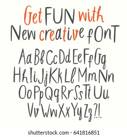 Hand drawn creative cutout style vector ABC letters set. Upper and lower case. Doodle comic font for your design.