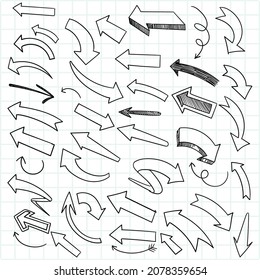 Hand drawn creative doodle arrow set sketch