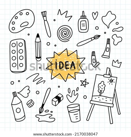 Hand drawn creative doodle set. School illustrations. Cute school doodles