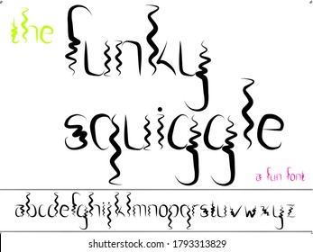 Hand drawn creative font vector. The Funky Squiggle has crooked, jittery lines and a cool, modern look.