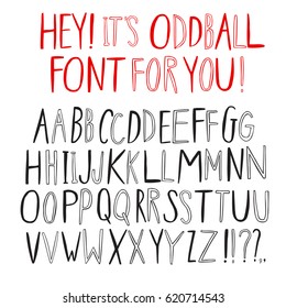 Hand drawn creative ink style brush vector ABC letters set. Doodle comic font for your design.