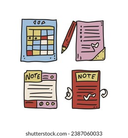 Hand Drawn creative note book set illustration