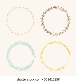 Hand drawn creative painted circle for label or  branding isolated on white background.  Vector illustration.