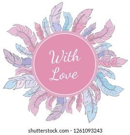 Hand drawn creative tags with feathers. Shopping, sales, advertising, tags and product label isolated. Vector isolated