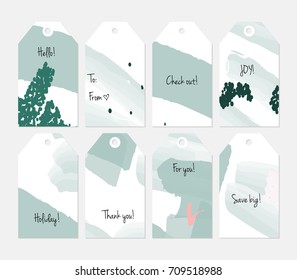Hand drawn creative tags. Universal shopping, sales, advertising, price tags and product label templates isolated. Abstract artistic doodles. Roughly drawn bright trendy textures. Vector isolated