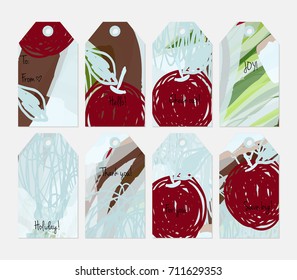 Hand drawn creative tags. Universal shopping, sales, advertising, price tags and product label templates isolated. Abstract artistic doodles. Roughly drawn bright trendy textures. Vector isolated