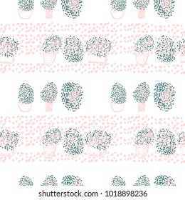 Hand drawn creative trendy graphic vector Succulent Cactus plant Seamless pattern. Artistic nature print backdrop for textile, wallpaper, wedding invitation, web design, greeting card, banner, poster