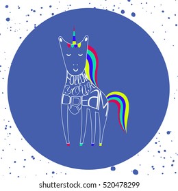 Hand drawn creative typographic poster with unicorn. Follow your dream. Can be used as a print on T-shirts, and bags. Inspirational and motivational illustration.