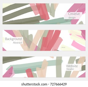 Hand drawn creative universal banner set. Abstract scribbles doodles bright colors. Website header social media advertisement sale brochure templates. Isolated vector banner templates.
