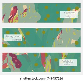 Hand drawn creative universal banner set. Abstract scribbles doodles bright colors. Website header social media advertisement sale brochure templates. Isolated vector banner templates.