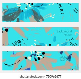 Hand drawn creative universal banner set. Abstract scribbles doodles bright colors. Website header social media advertisement sale brochure templates. Isolated vector banner templates.