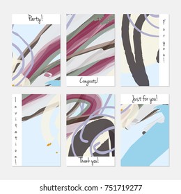 Hand drawn creative universal banner set. Abstract scribbles doodles bright colors. Website header social media advertisement sale brochure templates. Isolated vector banner templates.