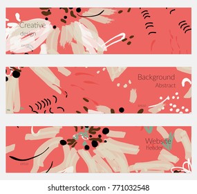 Hand drawn creative universal banner set. Abstract scribbles doodles bright colors. Website header social media advertisement sale brochure templates. Isolated vector banner templates.