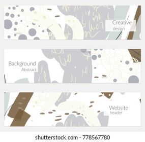 Hand drawn creative universal banner set. Abstract scribbles doodles bright colors. Website header social media advertisement sale brochure templates. Isolated vector banner templates.