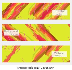 Hand drawn creative universal banner set. Abstract scribbles doodles bright colors. Website header social media advertisement sale brochure templates. Isolated vector banner templates.