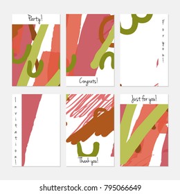 Hand drawn creative universal banner set. Abstract scribbles doodles bright colors. Website header social media advertisement sale brochure templates. Isolated vector banner templates.
