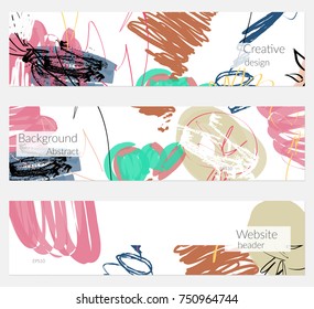 Hand drawn creative universal invitation greeting cards template. Abstract scribbles doodles bright colors.Birthday, wedding, party, social media banners templates. Isolated vector card templates.