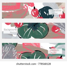 Hand drawn creative universal invitation greeting cards template. Abstract scribbles doodles bright colors.Birthday, wedding, party, social media banners templates. Isolated vector card templates.