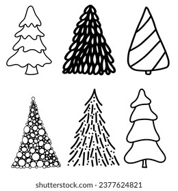 Hand Drawn of Creative winter Christmas tree.