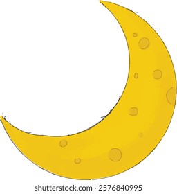 Hand drawn crescent. Cartoon style