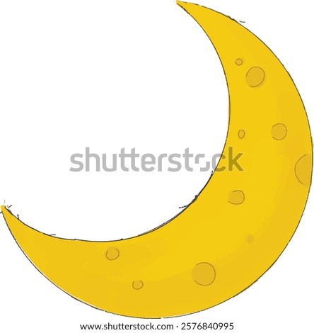 Hand drawn crescent. Cartoon style