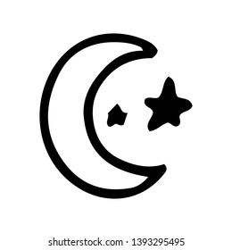 Hand Drawn crescent doodle. Sketch style icon. Decoration element. Isolated on white background. Flat design. Vector illustration.