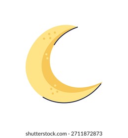 Dibujado a mano Crescent Moon. Elemento de diseño de cielo y Clima. Ilustración vectorial aislada sobre fondo blanco.