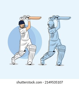 Hand drawn cricket batting vector illustration 