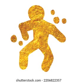 Hand Drawn Crime Victim Icon In Gold Foil Texture Vector Illustration