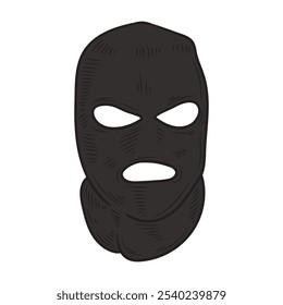 Hand Drawn Criminal Illustration Colored - Robber Mask