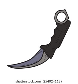 Hand Drawn Criminal Illustration Colored - Folding Knife