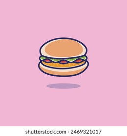 Hand Drawn crispy Burger Illustration