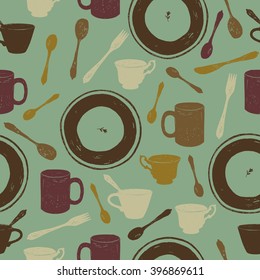 hand drawn crockery seamless pattern vector illustration