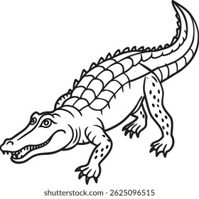 hand drawn crocodile outline illustration
