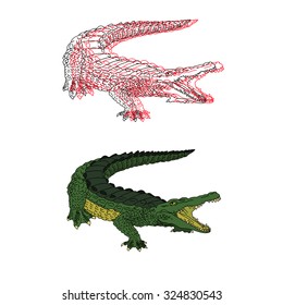 hand drawn crocodile vector set, white background