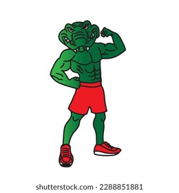 Hand drawn crocodile,isolated on white background.Part of gym beasts set,vector illustration eps10